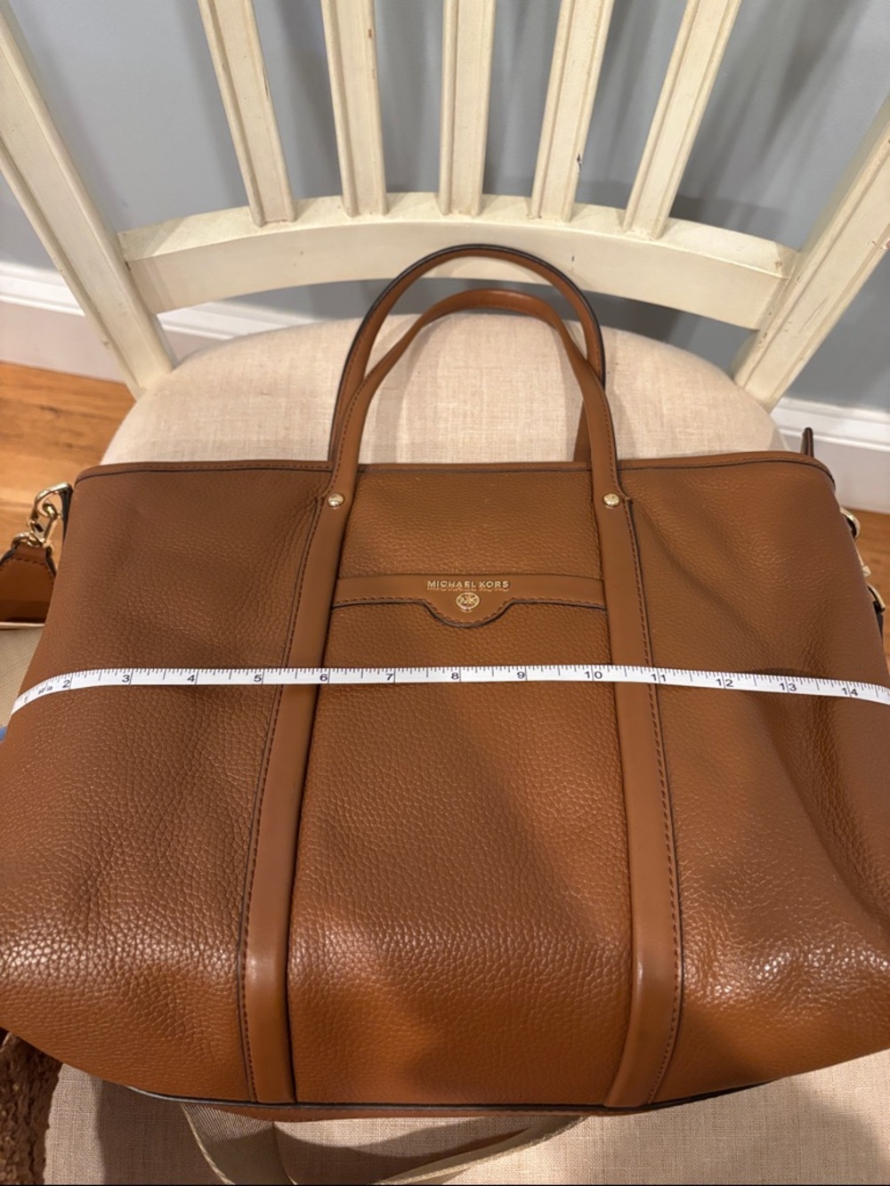 Michael Kors Beck Cognac Pebbled Leather Laptop convertible Tote - Picture 9 of 10